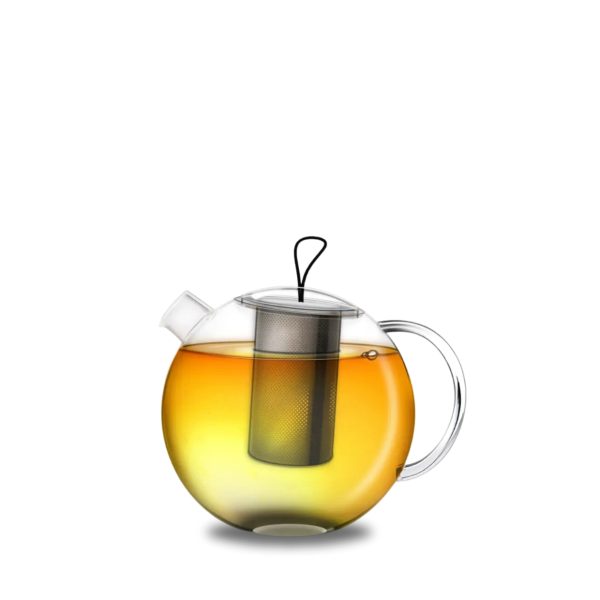 Glas Teekanne 1L mit Metall-Sieb + Rosenblüten Tee I Set – Bild 3