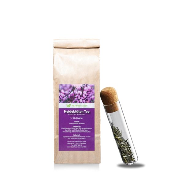 Heideblüten Tee 100g mit Teesieb Glasröhrchen I Set