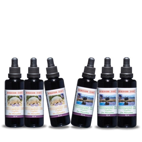 3x Vitamin D3 - 50ml + 3x Vitamin K2 - 50ml I Set