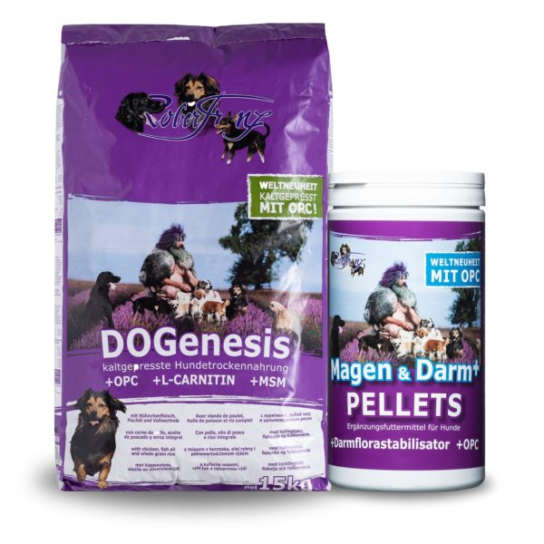 Hundefutter 15kg DOGenesis + Magen & Darm Pellets - 900g I Set